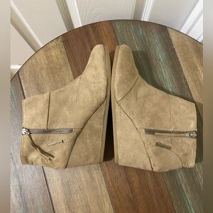 Attention - Taupe Suede Ankle Wedge Booties